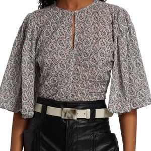 Isabel Marant Etoile | Mariazo Floral Flutter-Sleeve Blouse | 34 = US 2 New